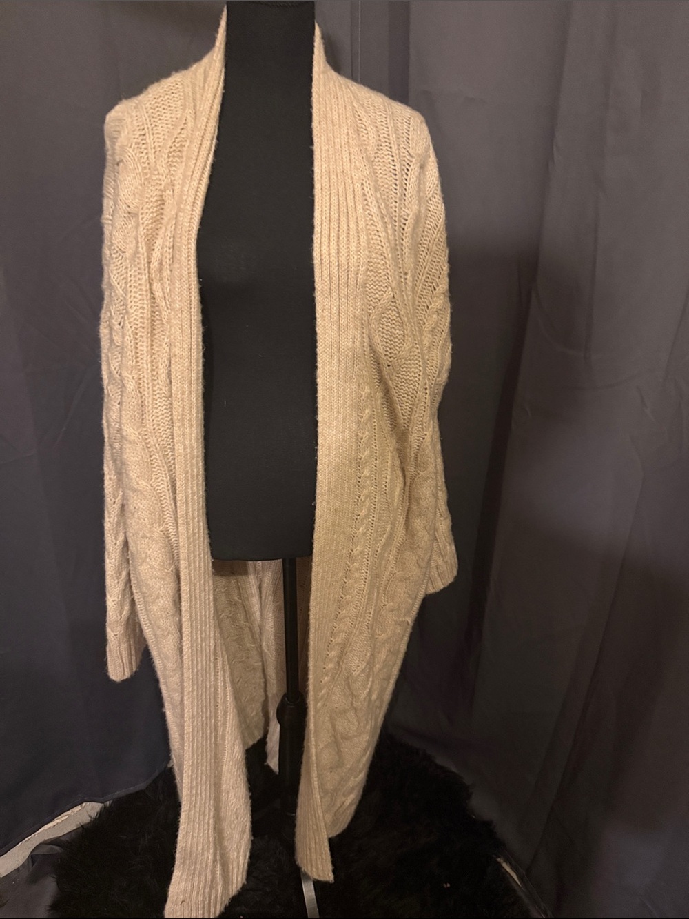 H&M Open-Front Cable Knit long Cardigan - Cream
